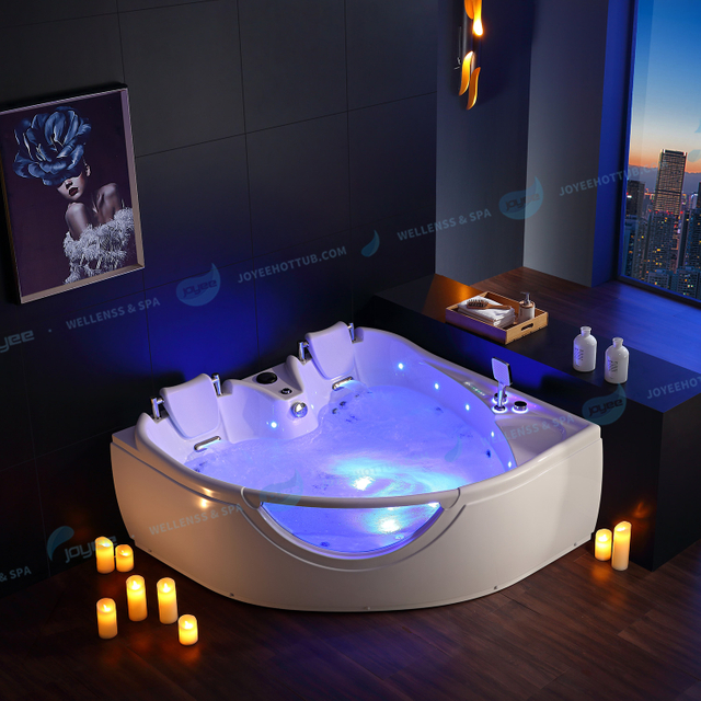 Baignoire acrylique tourbillon | 2 personnes Glass Jacuzzier Corner Massage Spa - Joyee 