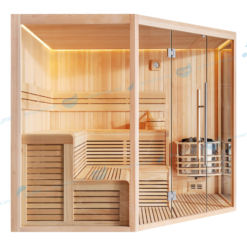 Sauna en verre à vapeur sèche pour poêle intérieur à éclairage LED |JOYEE