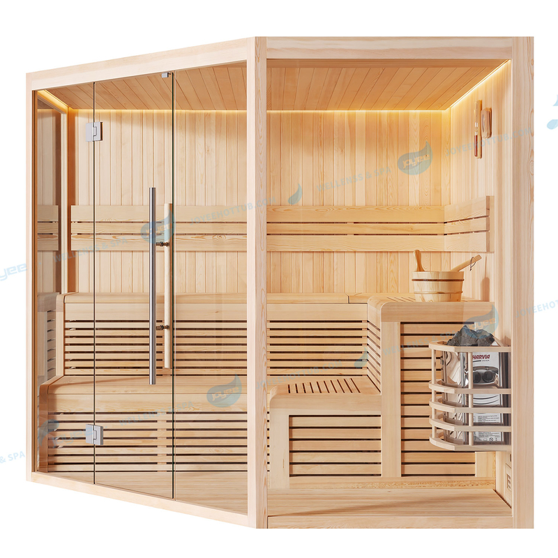 Sauna en verre à vapeur sèche pour poêle intérieur à éclairage LED |JOYEE