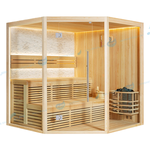 Sauna à vapeur de luxe en bois traditionnel d'intérieur Harvia Stove |JOYEE