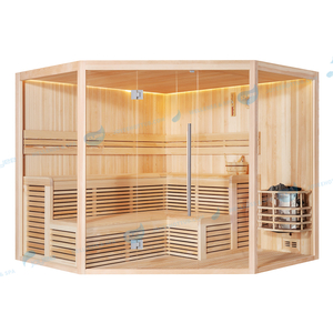 Sauna en verre à vapeur sèche pour poêle intérieur à éclairage LED |JOYEE